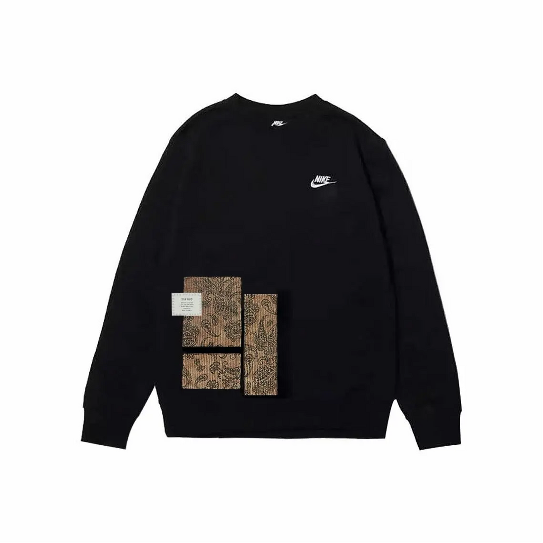Custom Nike Sweatshirt Black Showcasing Paisley Elements