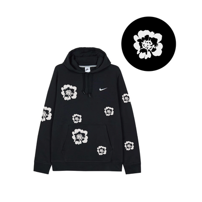 Custom Nike Sweatshirt Black White Floral Pattern
