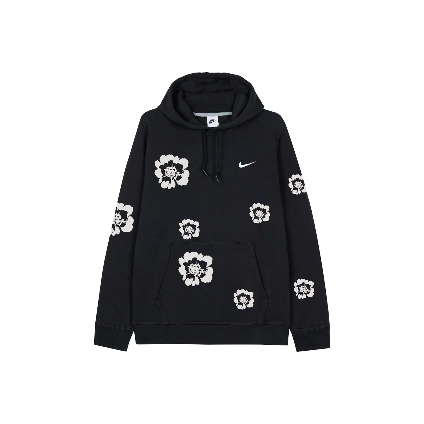 Custom Nike Sweatshirt Black White Floral Pattern