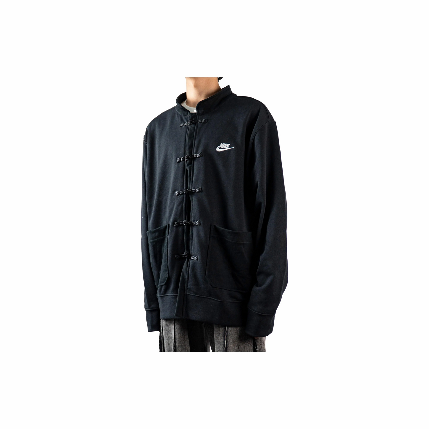 Custom Nike Sweatshirt Black With Chinese Knot Buttons