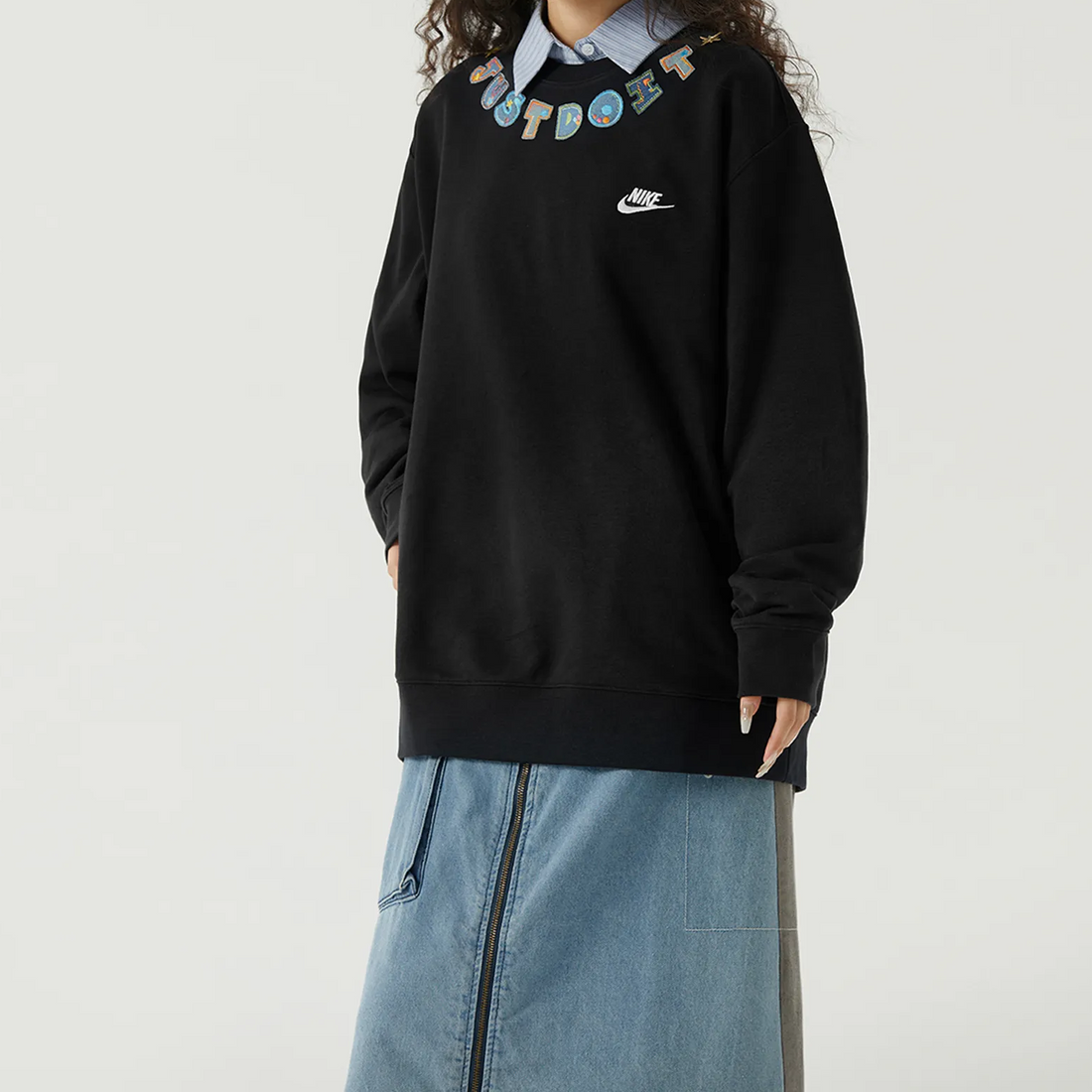 Custom Nike Sweatshirt Black With Colorful Just Do It Motif