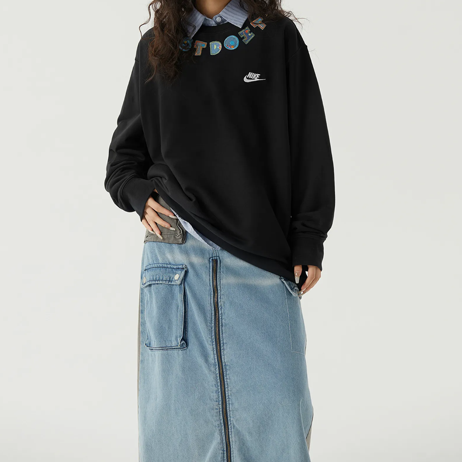 Custom Nike Sweatshirt Black With Colorful Just Do It Motif