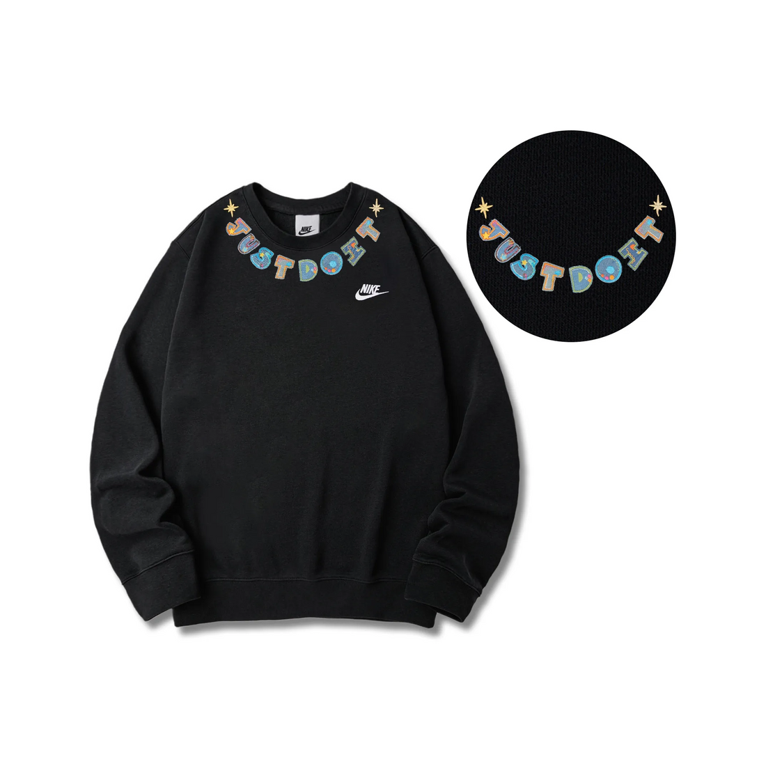 Custom Nike Sweatshirt Black With Colorful Just Do It Motif