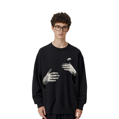 Custom Nike Sweatshirt Black With HAnd Print Design