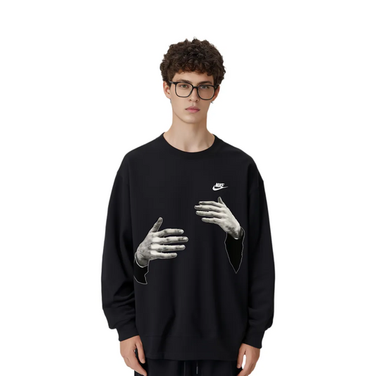 Custom Nike Sweatshirt Black With HAnd Print Design