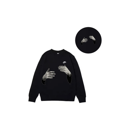 Custom Nike Sweatshirt Black With HAnd Print Design