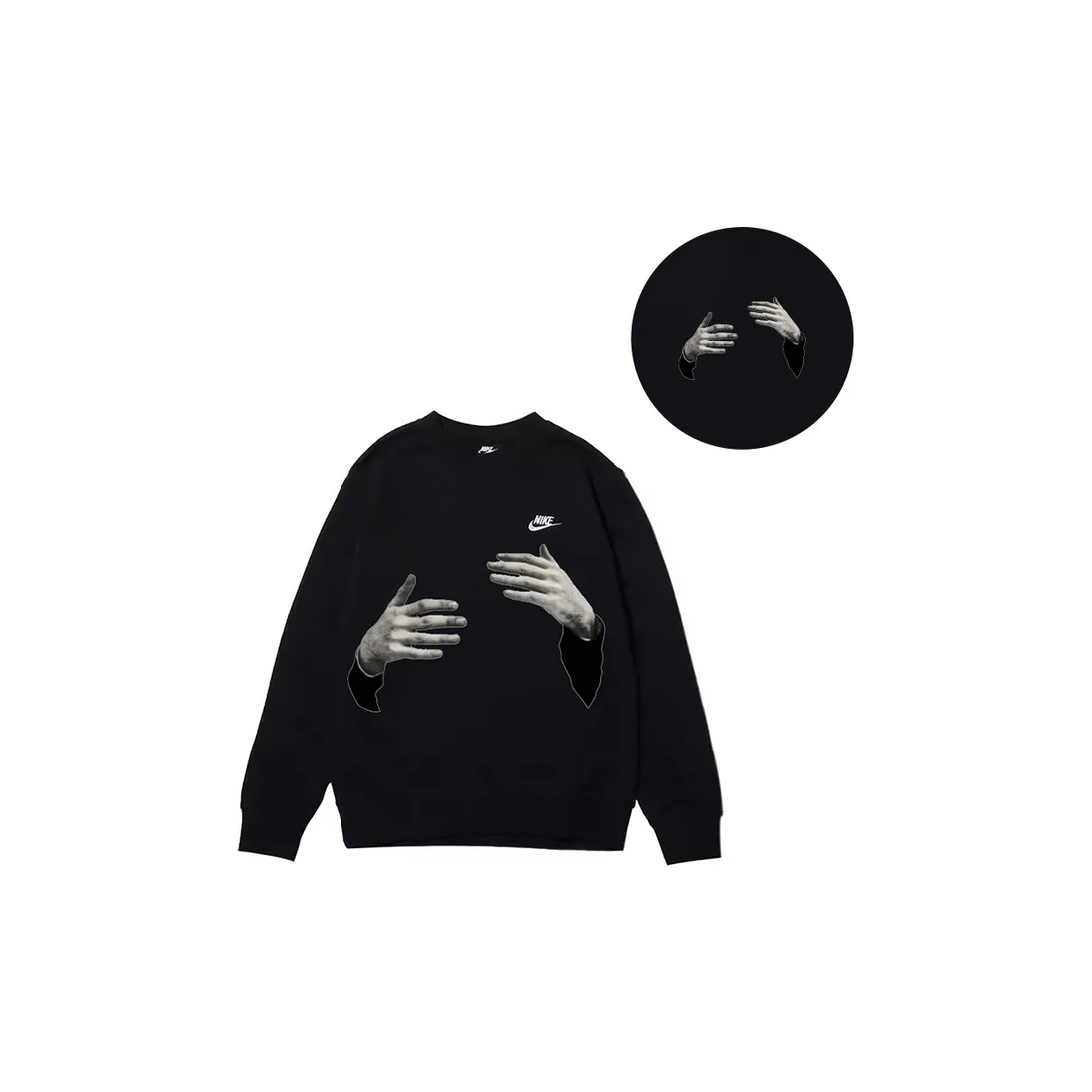 Custom Nike Sweatshirt Black With HAnd Print Design