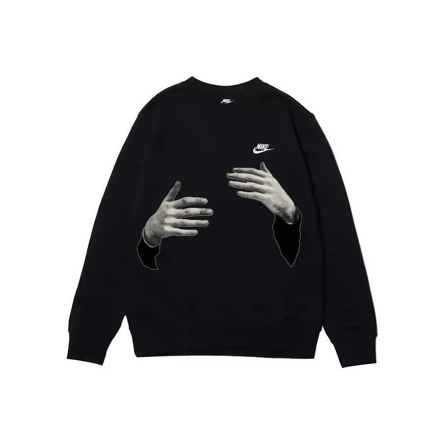 Custom Nike Sweatshirt Black With HAnd Print Design