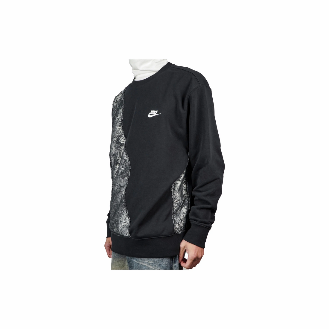 Custom Nike Sweatshirt Black With Irregular Paisley Fabric