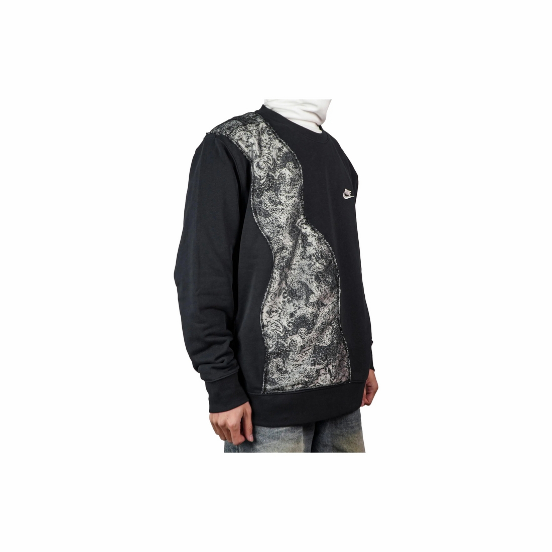 Custom Nike Sweatshirt Black With Irregular Paisley Fabric