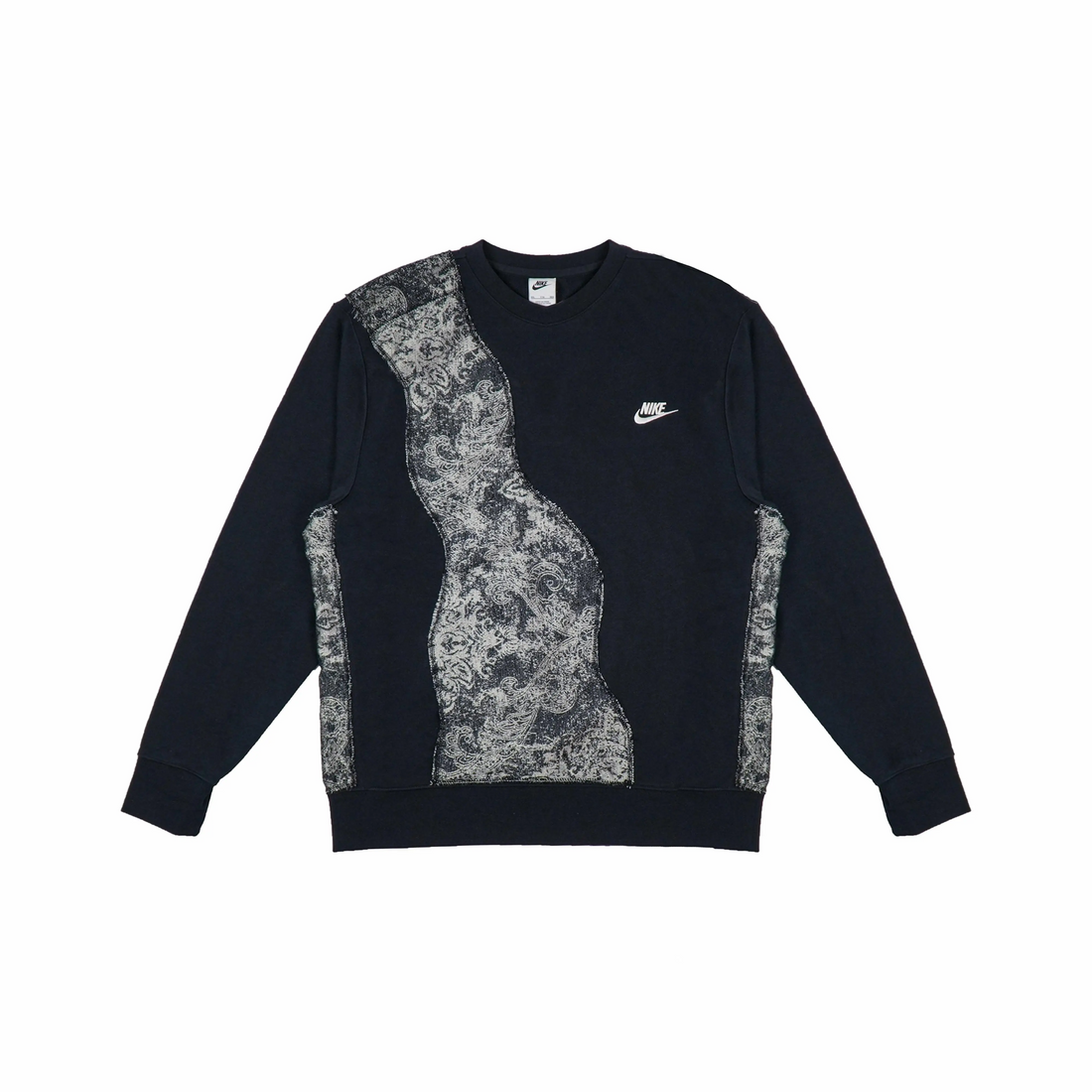 Custom Nike Sweatshirt Black With Irregular Paisley Fabric