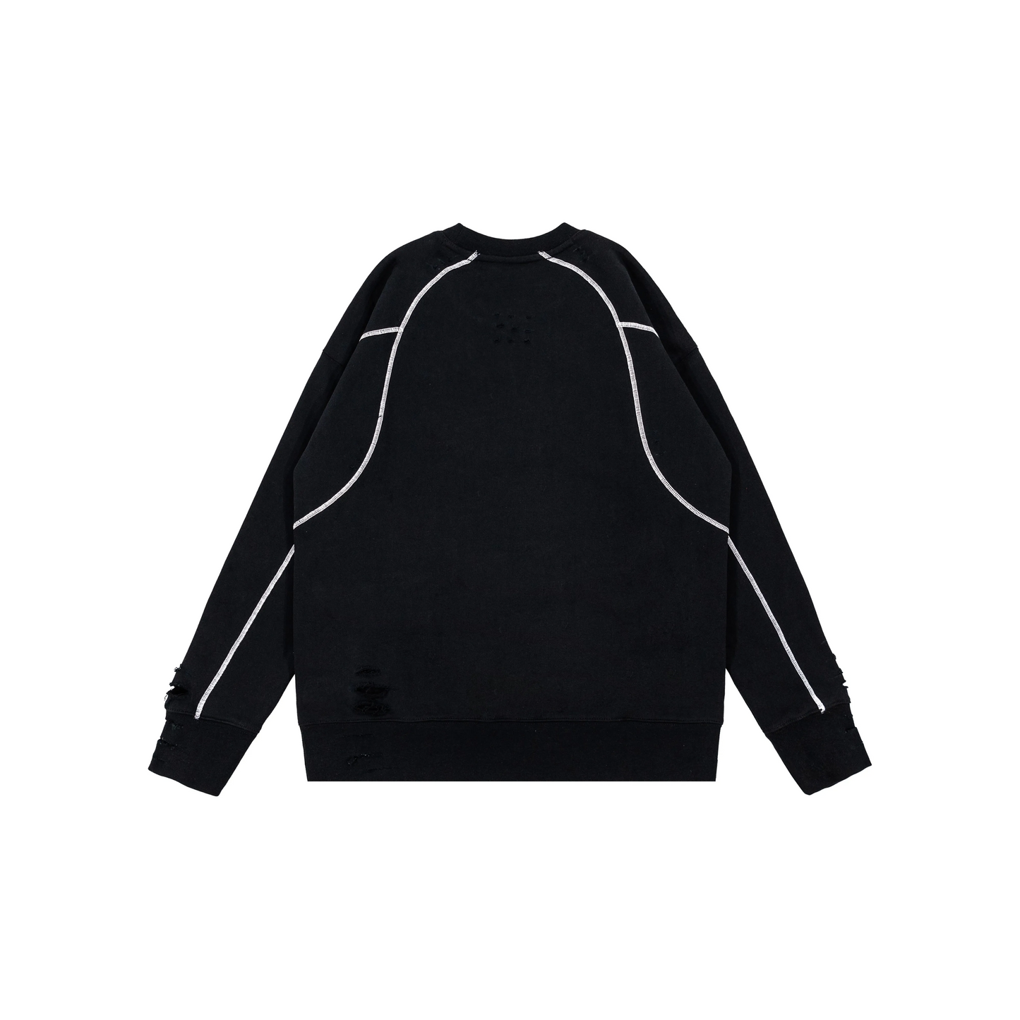 Custom Nike Sweatshirt Black With Ripped Details And White Stitching