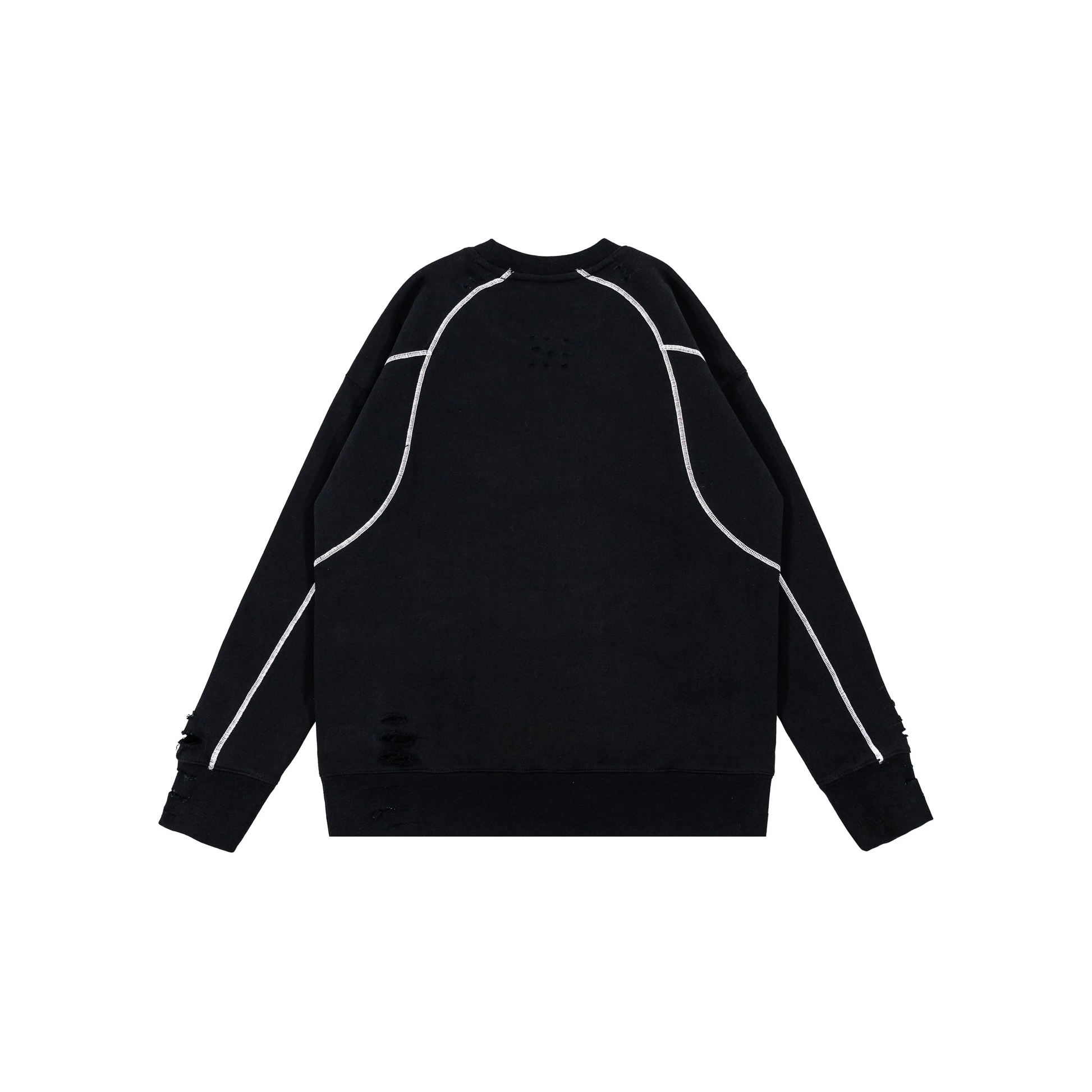 Custom Nike Sweatshirt Black With Ripped Details And White Stitching