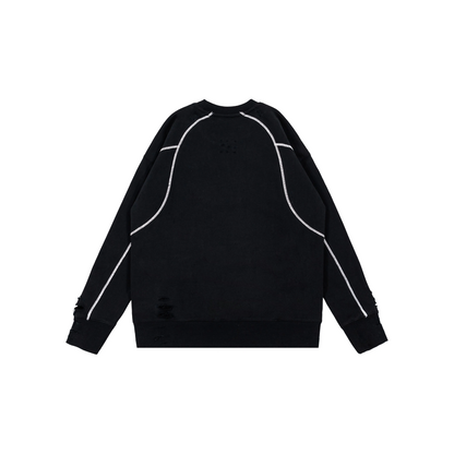 Custom Nike Sweatshirt Black With Ripped Details And White Stitching