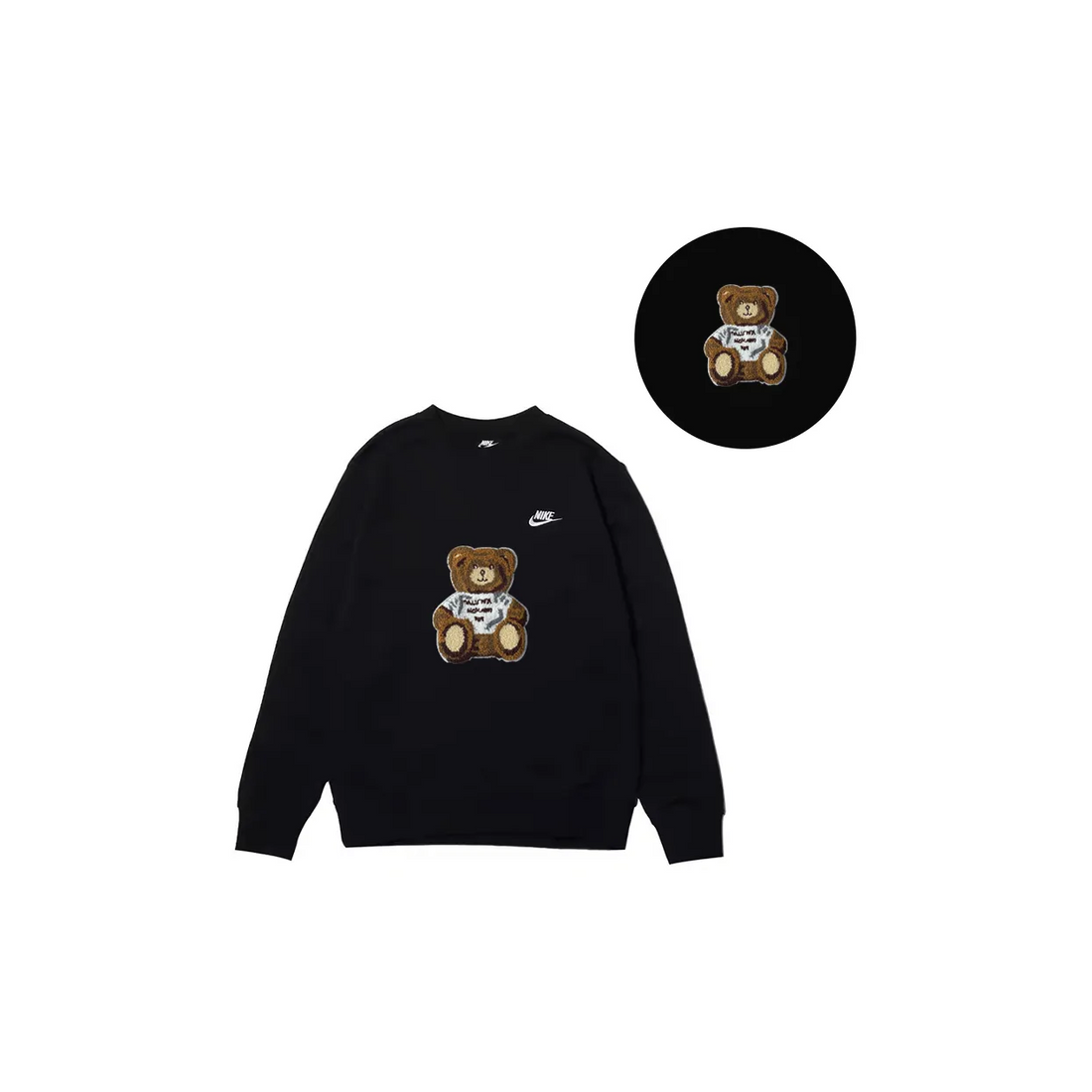 Custom Nike Sweatshirt Black With Teddy Bear