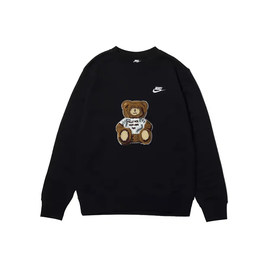 Custom Nike Sweatshirt Black With Teddy Bear