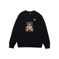 Custom Nike Sweatshirt Black With Teddy Bear