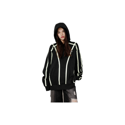 Custom Nike Sweatshirt Black With White Line Pattern