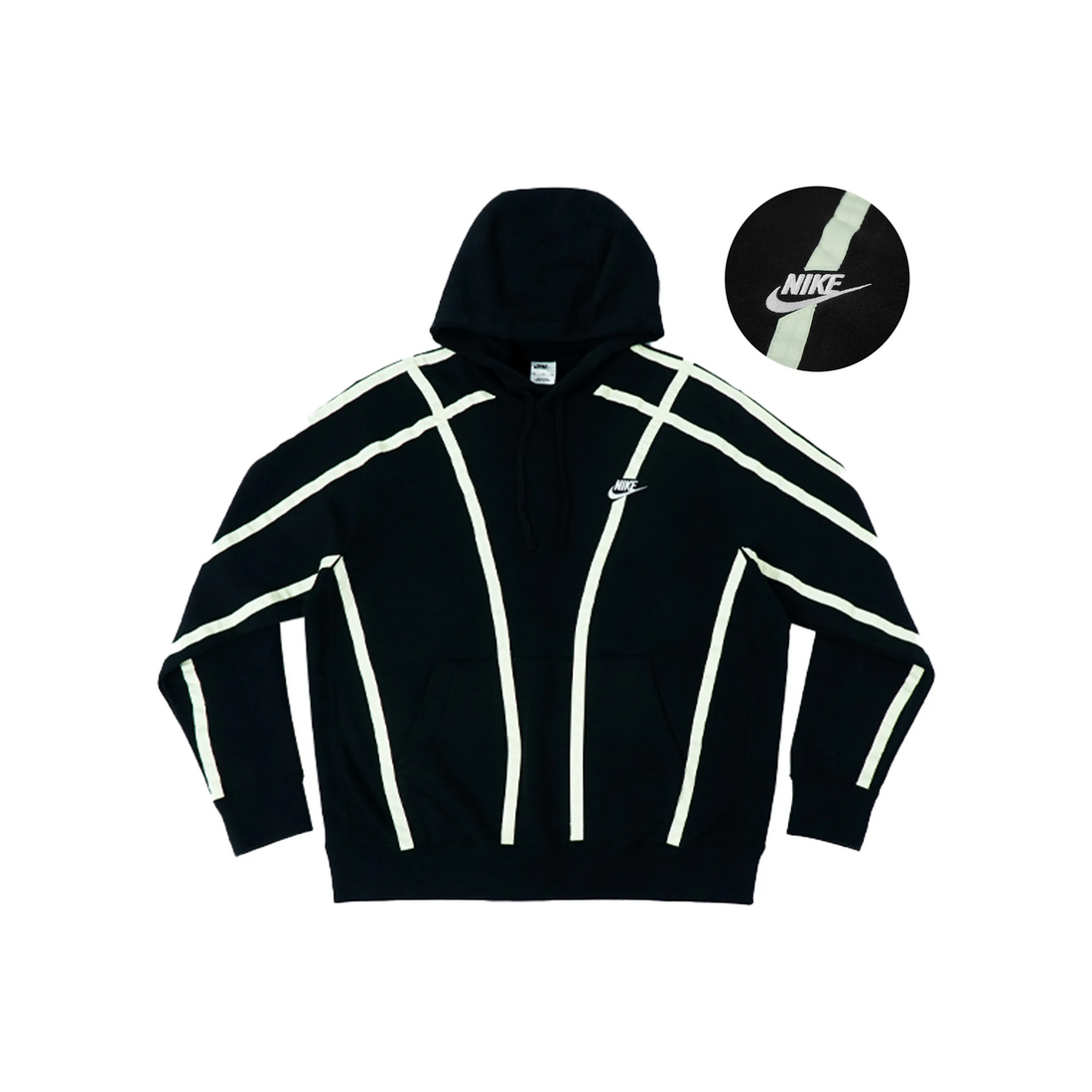 Custom Nike Sweatshirt Black With White Line Pattern