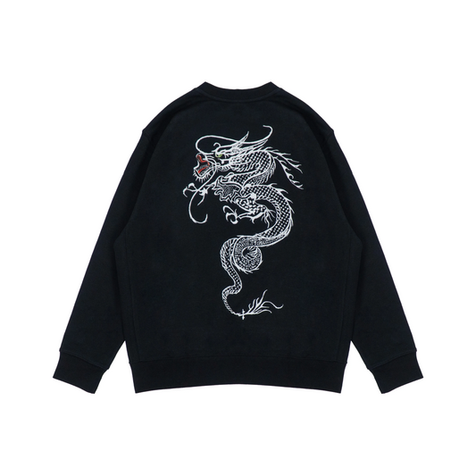 Custom Nike Sweatshirt Dark Black Dragon Motif