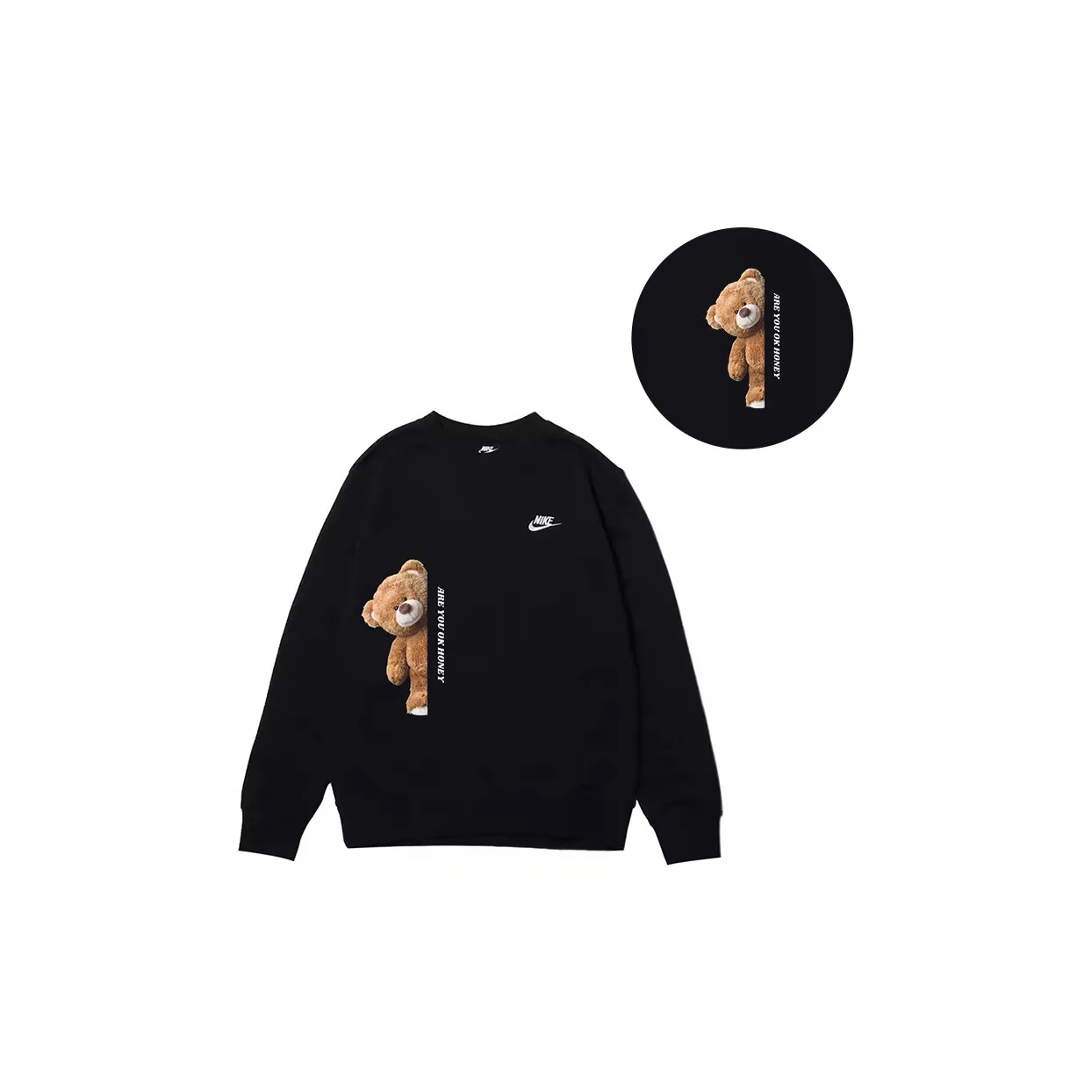 Custom Nike Sweatshirt Teddy Bear Graphic With Text