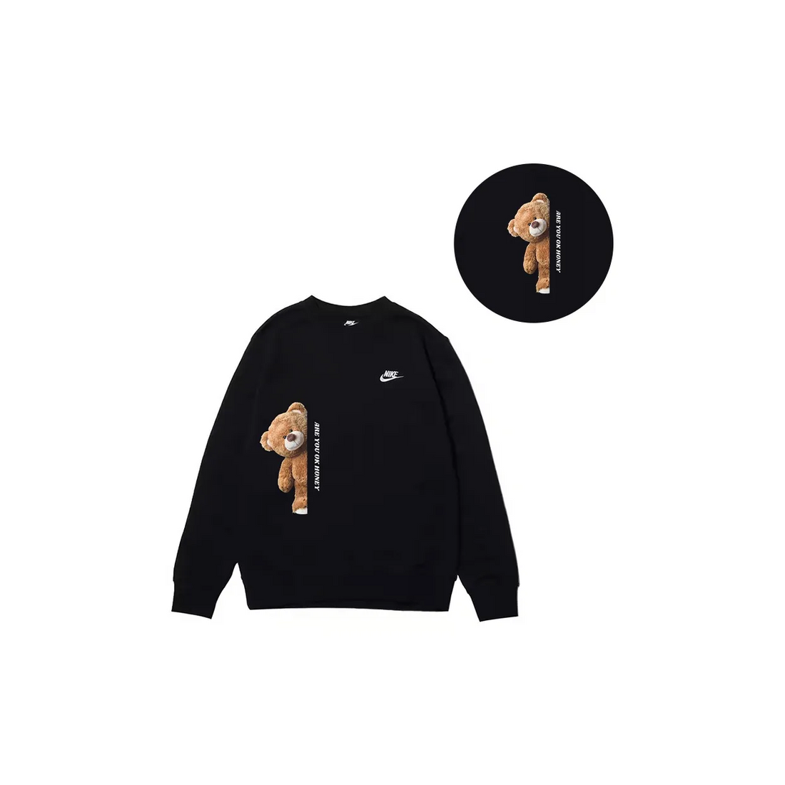Custom Nike Sweatshirt Teddy Bear Graphic With Text