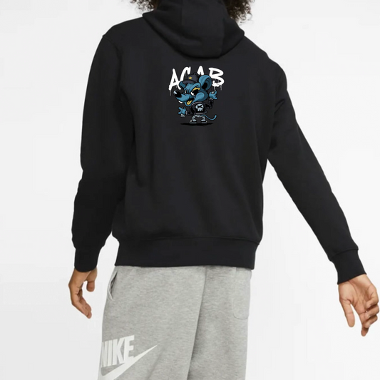 Custom Nike Sweatshirt With Blue Cartoon Rat Graphic on Back