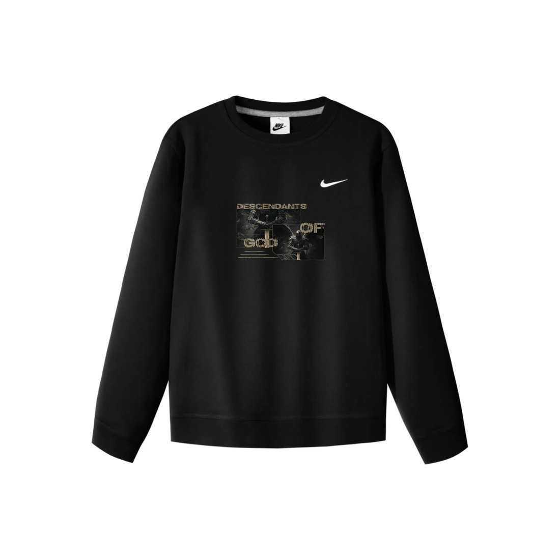 Custom Nike Sweatshirt With Descendants of God Graphic Black