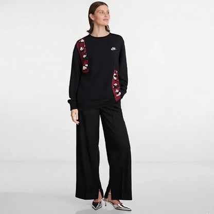 Custom Nike Sweatshirt With PAnda Pattern on Red Stripes