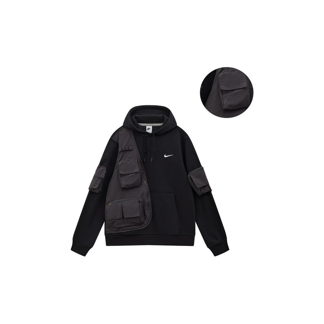 Custom Nike Sweatshirt With Utility Pockets Black Design