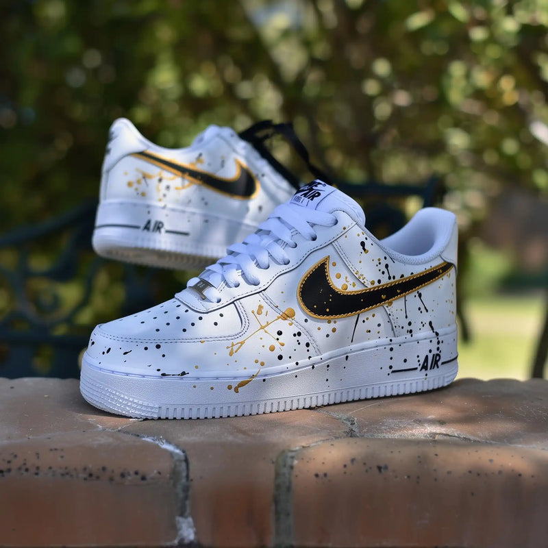 Hand Painted Black Gold Splatter Custom Air Force 1