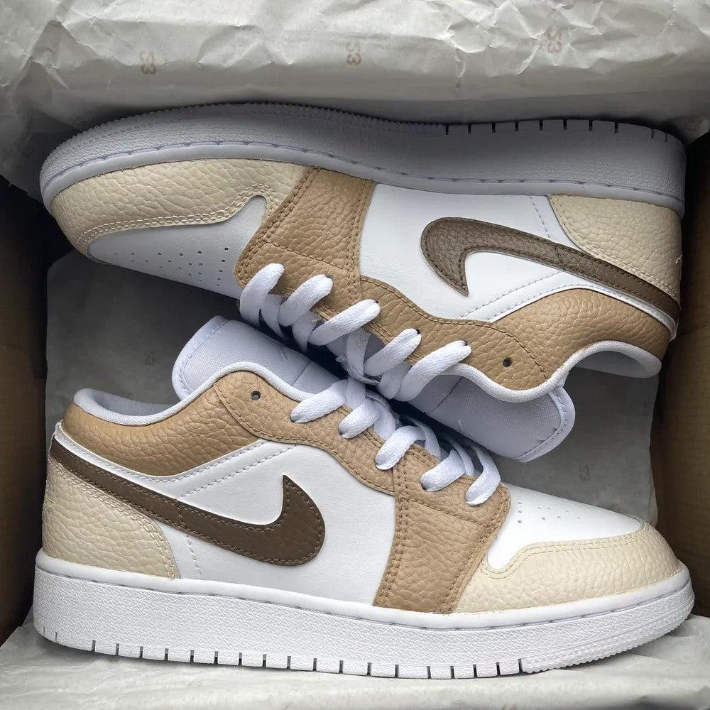 Custom Jordans Beige Brown White