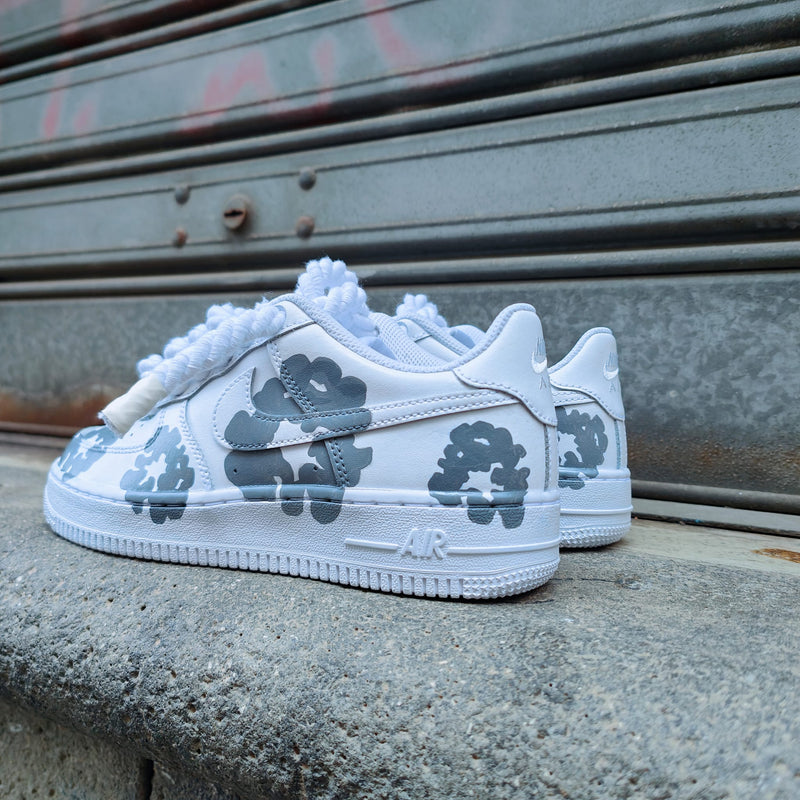 Hand Painted Gray Floral Custom Air Force 1 Sneakers