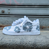 Hand Painted Gray Floral Custom Air Force 1 Sneakers