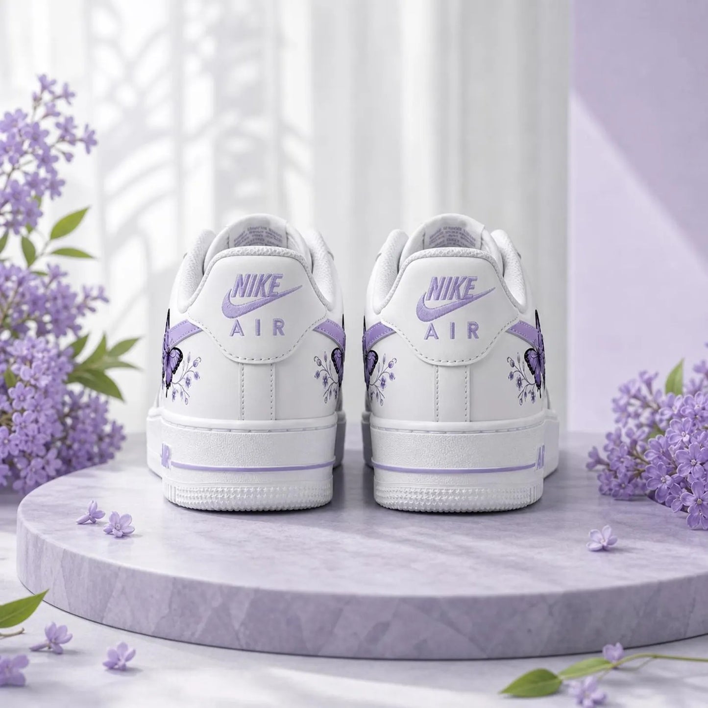 Hand Painted Purple Butterfly Custom Air Force 1 Sneakers