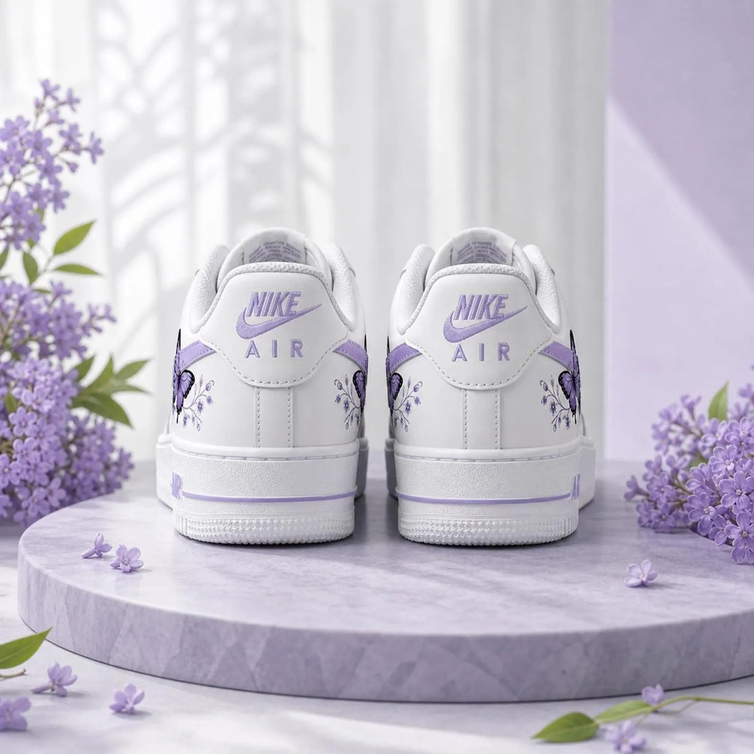 Hand Painted Purple Butterfly Custom Air Force 1 Sneakers