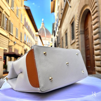 Product Title
Custom Air Force 1 Custom Sneakers Available | White & Tan Pebbled Italian Genuine Leather Women's Luxury Tote Bag Detachable Strap Commuter Handbag Crossbody Bag