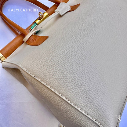 Product Title
Custom Air Force 1 Custom Sneakers Available | White & Tan Pebbled Italian Genuine Leather Women's Luxury Tote Bag Detachable Strap Commuter Handbag Crossbody Bag