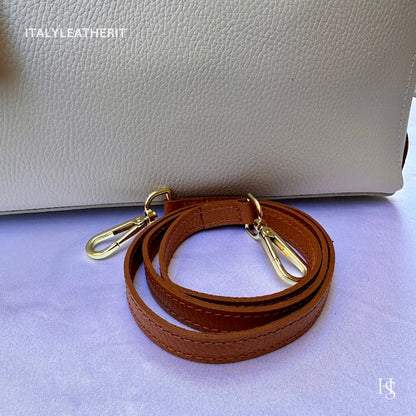 Product Title
Custom Air Force 1 Custom Sneakers Available | White & Tan Pebbled Italian Genuine Leather Women's Luxury Tote Bag Detachable Strap Commuter Handbag Crossbody Bag