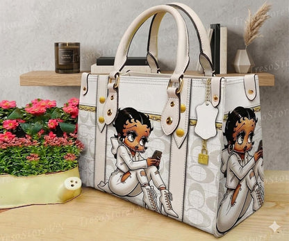 Product Title
Cute Betty Boop Printed White Leather Tote Bag Large Capacity Women's Fashion Multi-Pocket Shoulder Handbag Durable Daily Carry Bag, Perfect Match Custom Air Force 1 Custom Sneakers