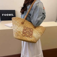 Multi-color Handwoven Raffia Straw Tote Bag Large Capacity Fashion Summer Beach Travel Daily Shoulder Bag, Ideal to Pair with Custom Air Force 1 Custom Sneakers
