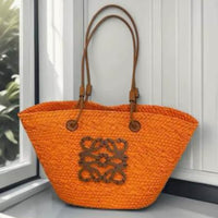 Multi-color Handwoven Raffia Straw Tote Bag Large Capacity Fashion Summer Beach Travel Daily Shoulder Bag, Ideal to Pair with Custom Air Force 1 Custom Sneakers