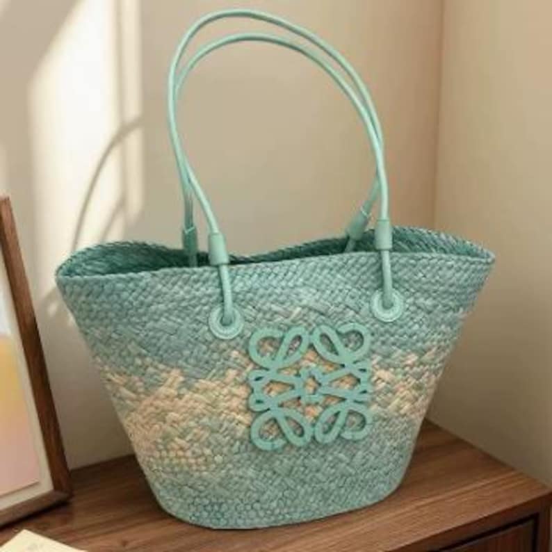 Multi-color Handwoven Raffia Straw Tote Bag Large Capacity Fashion Summer Beach Travel Daily Shoulder Bag, Ideal to Pair with Custom Air Force 1 Custom Sneakers