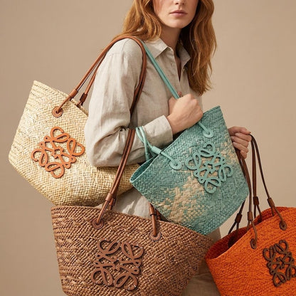 Multi-color Handwoven Raffia Straw Tote Bag Large Capacity Fashion Summer Beach Travel Daily Shoulder Bag, Ideal to Pair with Custom Air Force 1 Custom Sneakers