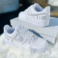 Custom Air Force 1 Pearl Diamond Wedding Shoes