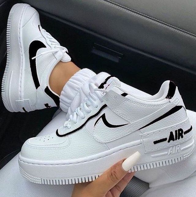 Hand Painted Custom Black & White Air Force 1 Sneakers
