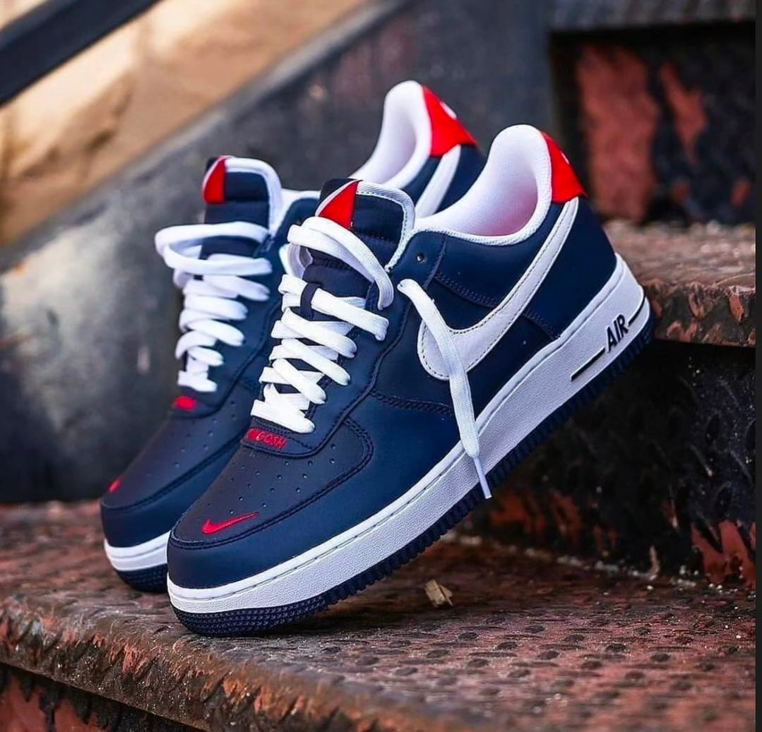 Navy Red Hand Painted Custom Air Force 1 Sneakers