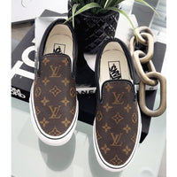 Hand Painted Custom Brown Vans Slip On Sneakers