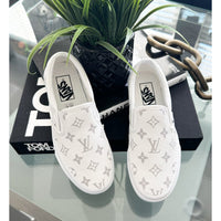 Hand Painted Custom White Vans Slip On Sneakers