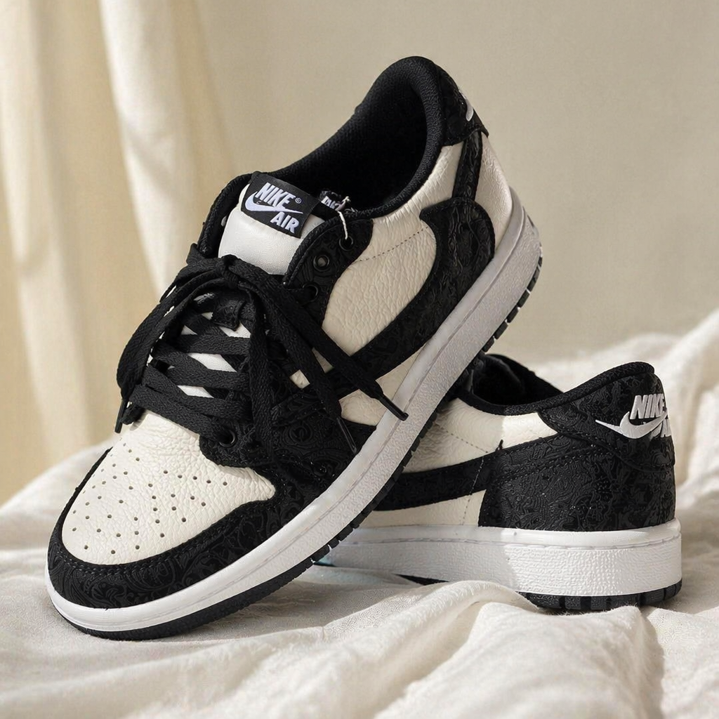 Hand Painted Black & White Custom Air Jordan 1 Sneakers